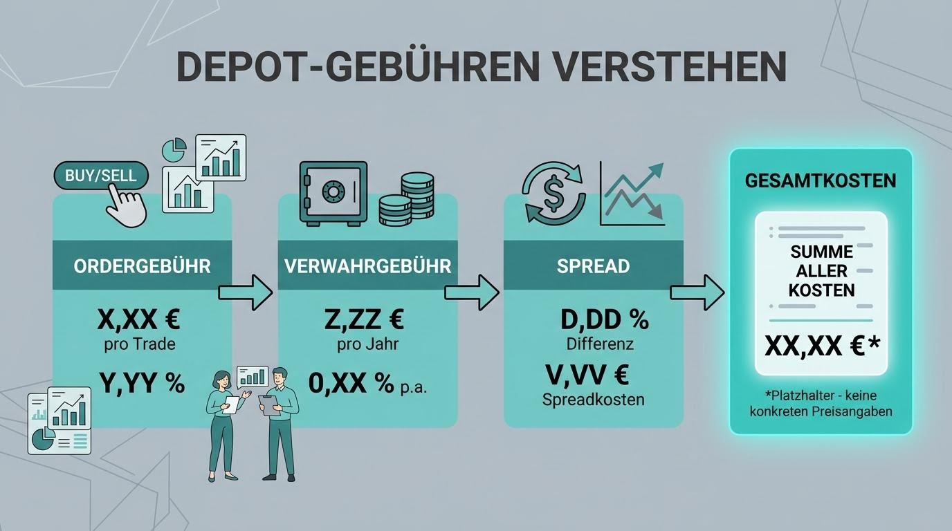 Übersicht verschiedener Gebührenarten eines Depots in einer schematischen Aufstellung